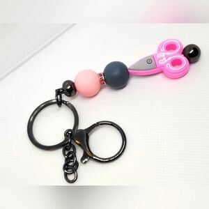 B2G1F Beaded Scissor Keychain, New